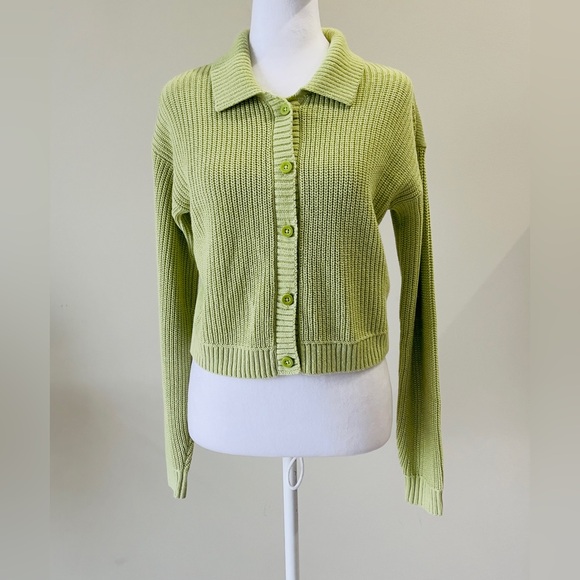 hollister Co EUC Long Sleeve Green Front Button Cardigan Sweater Size Small - Picture 2 of 5